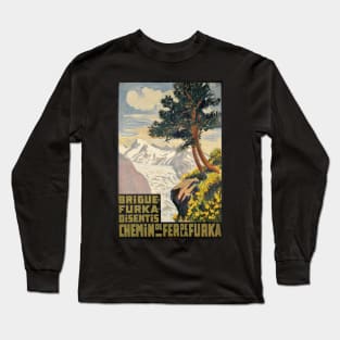 Brigue-Furka-Disentis, Chemin de Fer de la Furka,Travel poster Long Sleeve T-Shirt